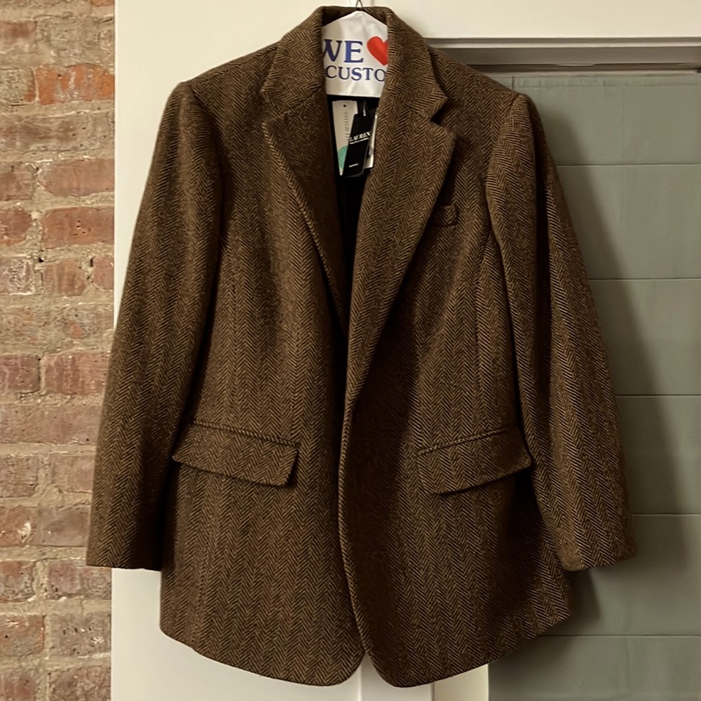 Ralph Lauren 16W NWT herringbone one button blazer